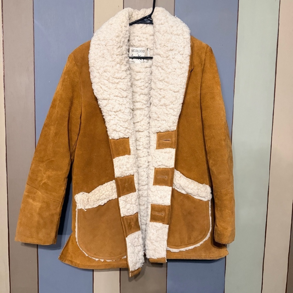 Vintage 1960s Jo O Kay Suede Leather Sherpa Lined Western Rancher Jacket 38 - Picture 9 of 14